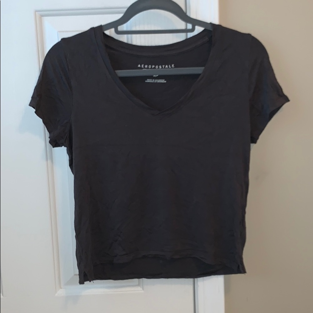 Charcoal grey V-neck crop top